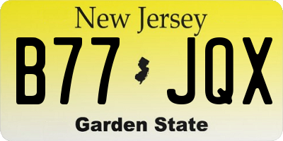 NJ license plate B77JQX