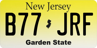 NJ license plate B77JRF