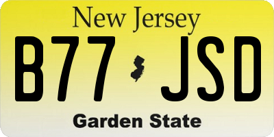 NJ license plate B77JSD