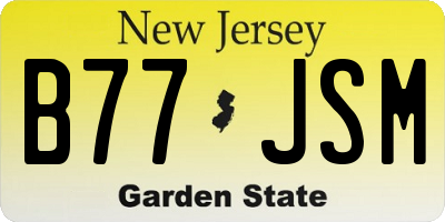 NJ license plate B77JSM