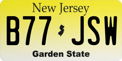 NJ license plate B77JSW