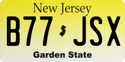 NJ license plate B77JSX