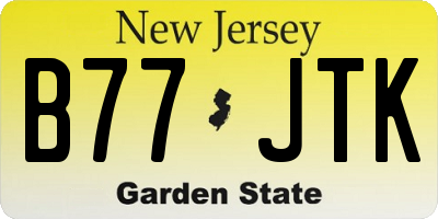 NJ license plate B77JTK
