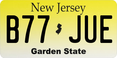 NJ license plate B77JUE