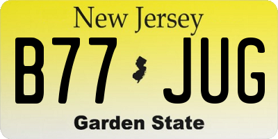 NJ license plate B77JUG