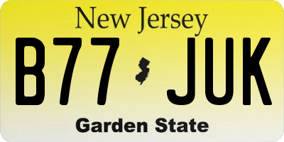 NJ license plate B77JUK