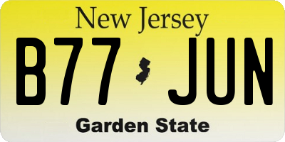 NJ license plate B77JUN