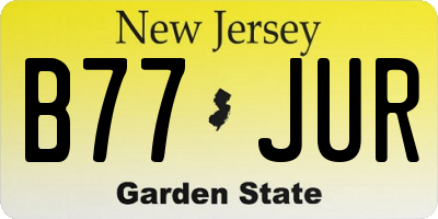 NJ license plate B77JUR