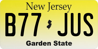 NJ license plate B77JUS