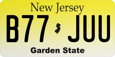 NJ license plate B77JUU