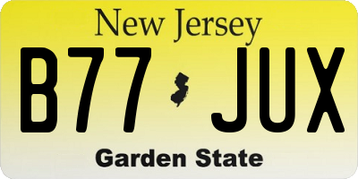 NJ license plate B77JUX