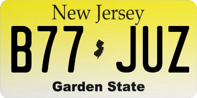 NJ license plate B77JUZ