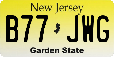 NJ license plate B77JWG