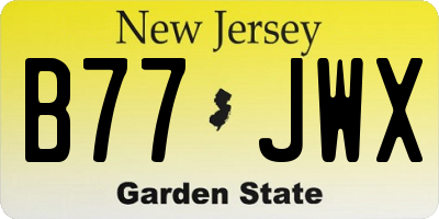 NJ license plate B77JWX