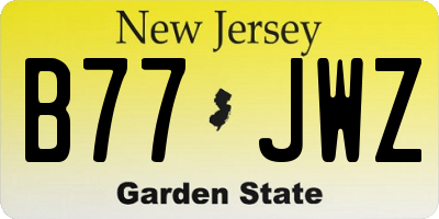 NJ license plate B77JWZ
