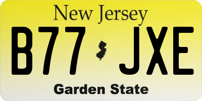 NJ license plate B77JXE