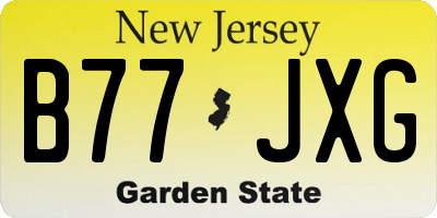 NJ license plate B77JXG