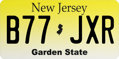 NJ license plate B77JXR