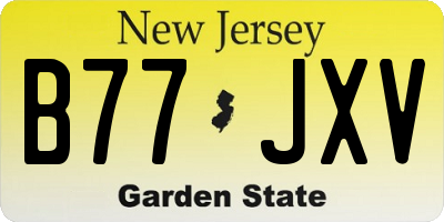 NJ license plate B77JXV