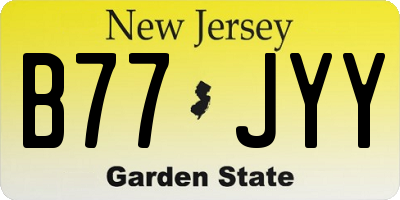 NJ license plate B77JYY