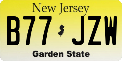 NJ license plate B77JZW