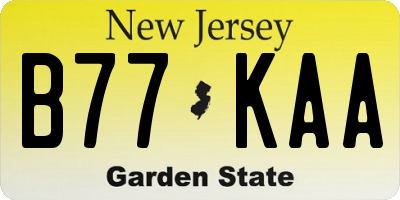 NJ license plate B77KAA