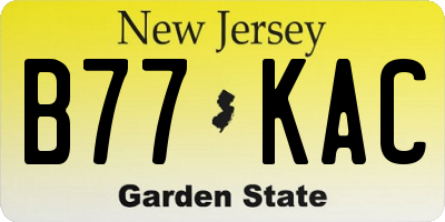 NJ license plate B77KAC
