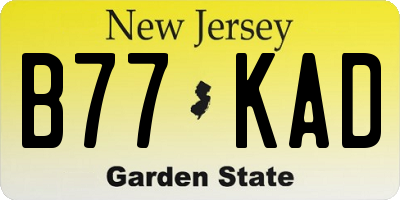 NJ license plate B77KAD