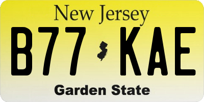 NJ license plate B77KAE