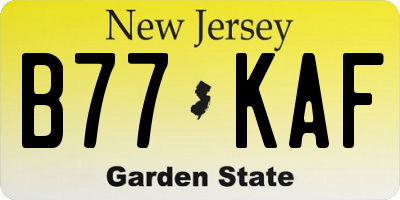 NJ license plate B77KAF