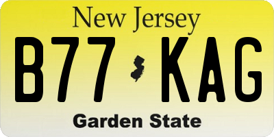 NJ license plate B77KAG