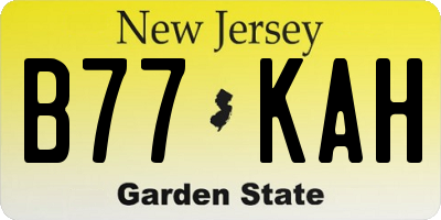NJ license plate B77KAH