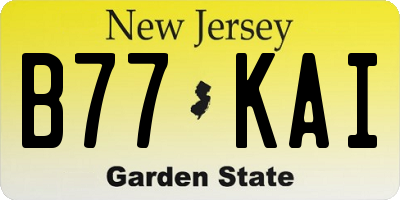 NJ license plate B77KAI