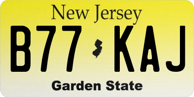 NJ license plate B77KAJ