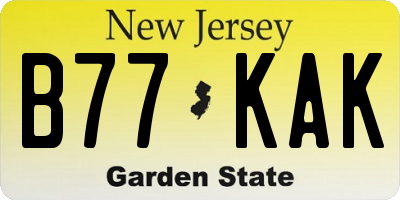 NJ license plate B77KAK