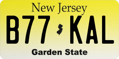 NJ license plate B77KAL