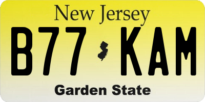 NJ license plate B77KAM