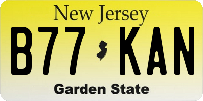 NJ license plate B77KAN
