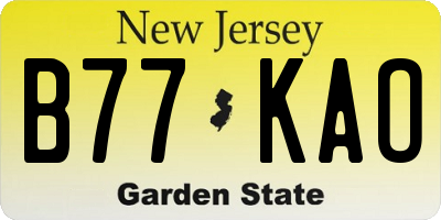 NJ license plate B77KAO