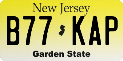 NJ license plate B77KAP