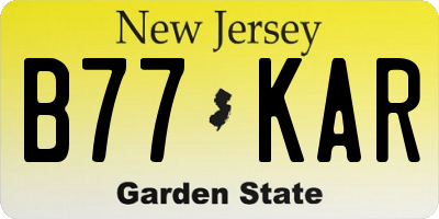 NJ license plate B77KAR