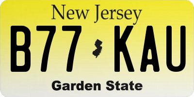 NJ license plate B77KAU