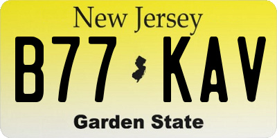 NJ license plate B77KAV