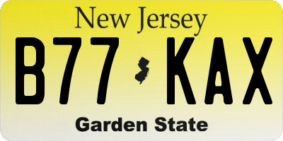 NJ license plate B77KAX
