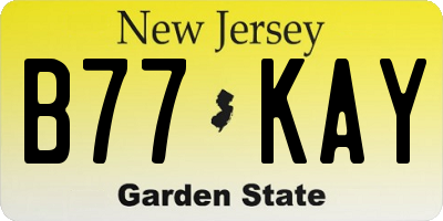 NJ license plate B77KAY
