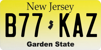 NJ license plate B77KAZ