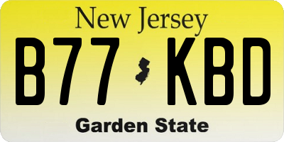 NJ license plate B77KBD