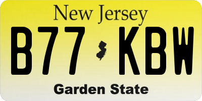 NJ license plate B77KBW