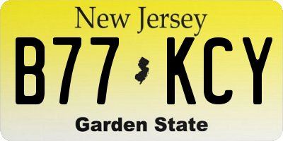 NJ license plate B77KCY