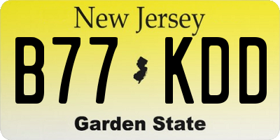 NJ license plate B77KDD